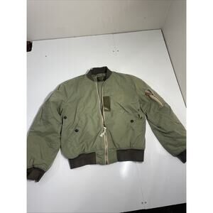 Flying Tigers Bomber Jacket Green Waist Length Pockets Size Medium